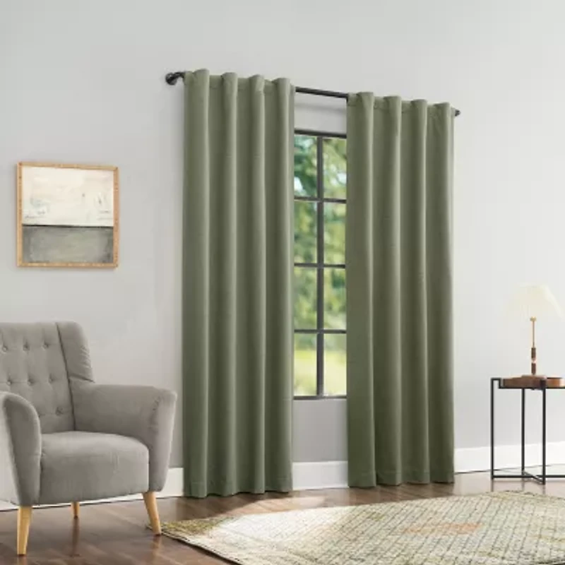 Sun Zero Treviso Back Tab Energy Saving 100% Blackout Single Curtain Panel