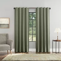 Sun Zero Treviso Back Tab Energy Saving 100% Blackout Single Curtain Panel