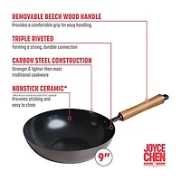 Joyce Chen Classic Series Carbon Steel Ceramic 9.5" Stir Fry Pan