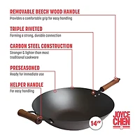 Joyce Chen Classic Series Pre-Seasoned Carbon Steel 14" Stir Fry Pan