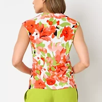 Black Label by Evan-Picone Floral Womens Cowl Neck Sleeveless Blouse