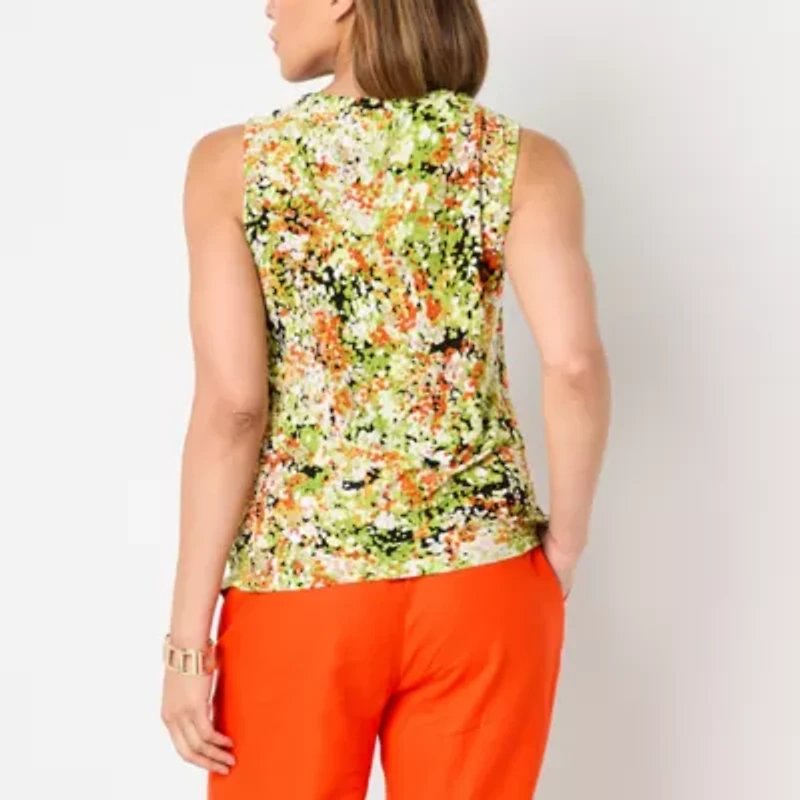 Black Label by Evan-Picone Womens Keyhole Neck Sleeveless Blouse