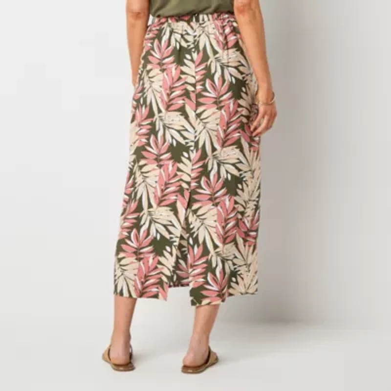Liz Claiborne Womens Mid Rise Midi A-Line Skirt