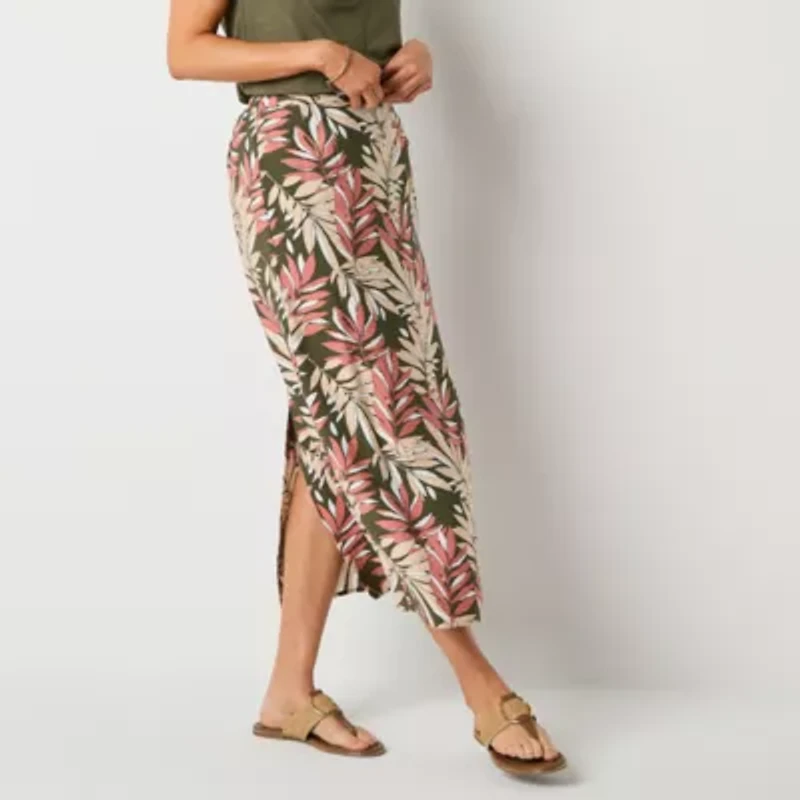 Liz Claiborne Womens Mid Rise Midi A-Line Skirt