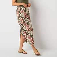 Liz Claiborne Womens Mid Rise Midi A-Line Skirt