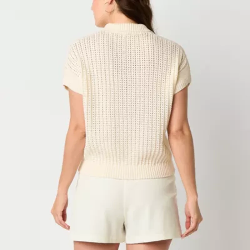 Stylus Womens Short Sleeve Pullover Sweater