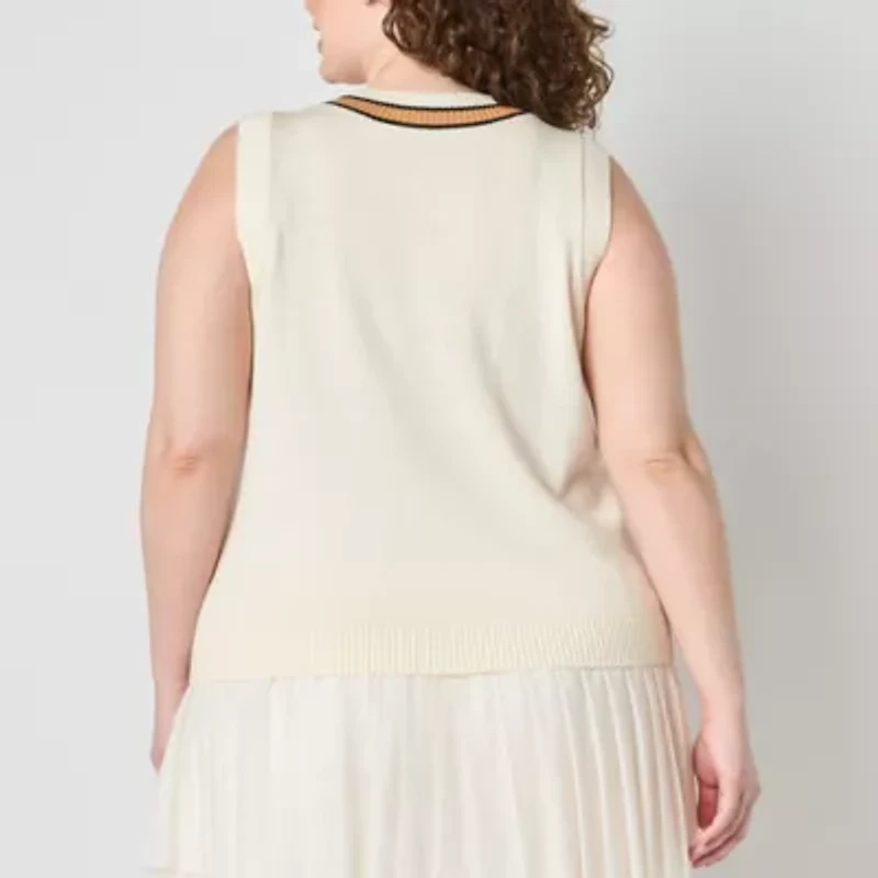 Stylus Womens V Neck Plus Sweater Vest