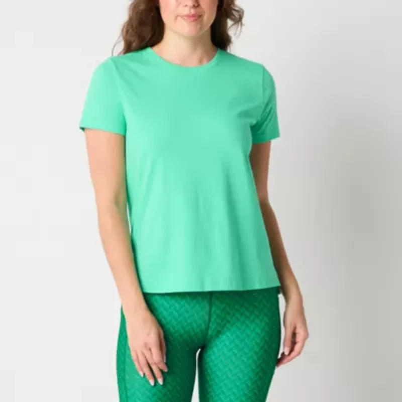 Xersion Womens Cotton Crew Neck Short Sleeve T-Shirt Tall