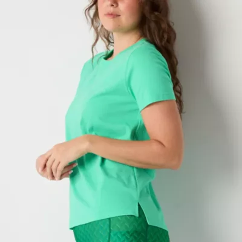 Xersion Womens Cotton Crew Neck Short Sleeve T-Shirt Tall