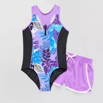 ZeroXposur Big Kid Girls Floral One Piece+Cover-Ups