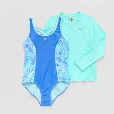 ZeroXposur Big Kid Girls Floral One Piece+Cover-Ups