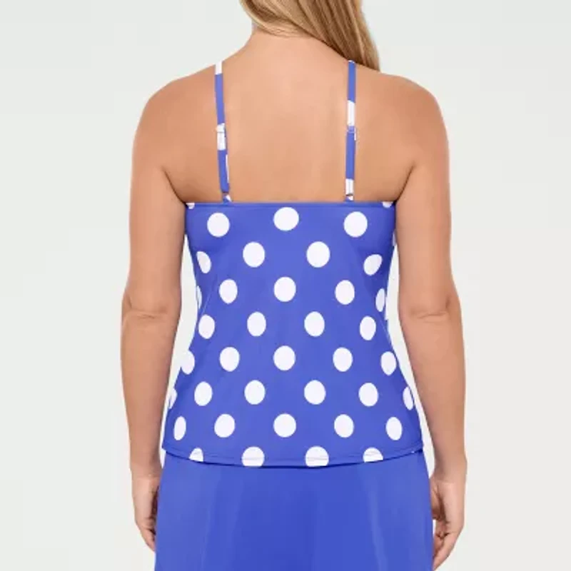 Liz Claiborne Womens Comfort Straps Dots Tankini Swimsuit Top