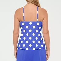 Liz Claiborne Womens Comfort Straps Dots Tankini Swimsuit Top