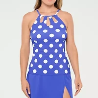 Liz Claiborne Womens Comfort Straps Dots Tankini Swimsuit Top