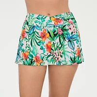 Liz Claiborne Womens Comfort Waistband Tropical Floral Swim Skirt
