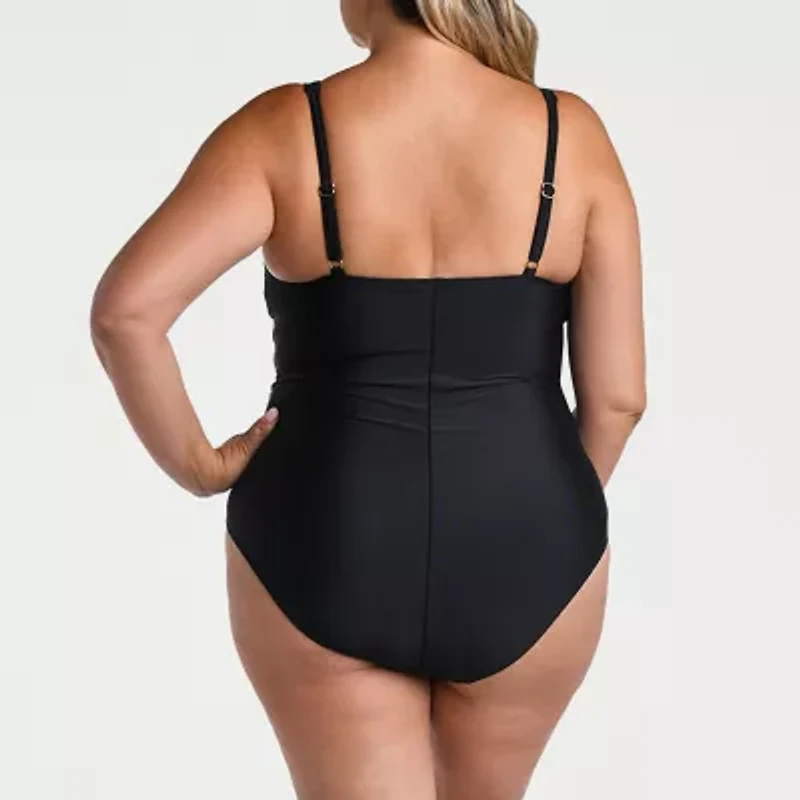 Liz Claiborne Womens Plus One Piece Swimsuit