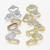 (G-H / Si2-I1) Womens 1/3 CT. T.W. Lab Grown White Diamond 10K Gold Cluster Cocktail Ring