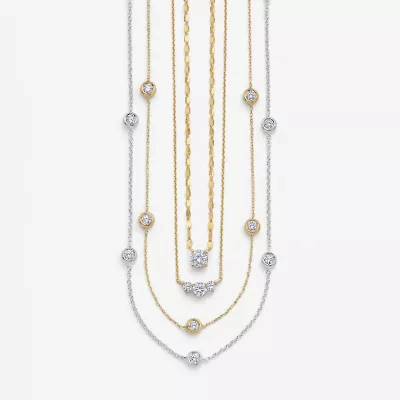 (Si2-I1/G-H) Womens 1/3 CT. T.W. Lab Grown White Diamond 10K Gold Round 18 Inch Pendant Necklace