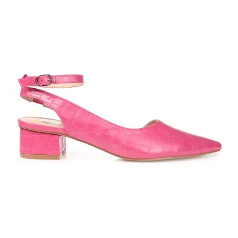 Journee Collection Keefa-Wd Womens Pointed Closed Toe Block Heel Pumps