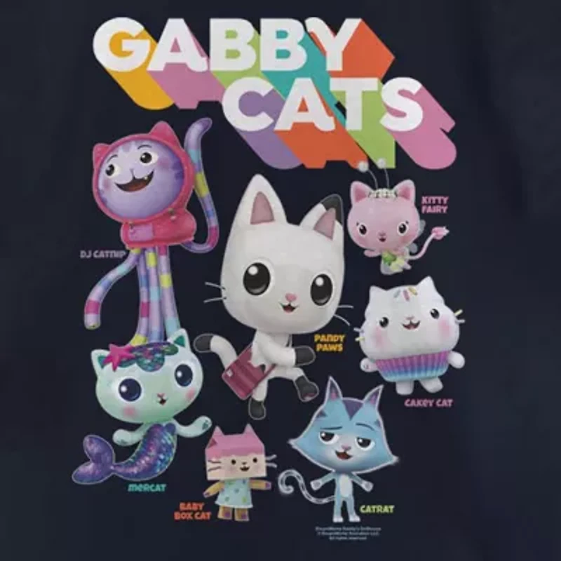 Little & Big Kid Girls Crew Neck Short Sleeve Regular Fit Gabby's Dollhouse Graphic T-Shirt