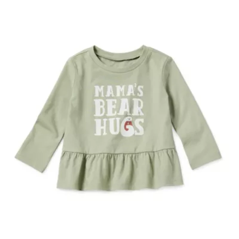 Okie Dokie Baby Girls Round Neck Long Sleeve T-Shirt