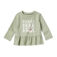 Okie Dokie Baby Girls Round Neck Long Sleeve T-Shirt