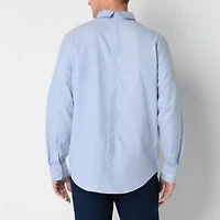 St. John's Bay Performance Oxford Mens Easy-on + Easy-off Seated Wear Long Sleeve Classic Fit Button-Down Shirt