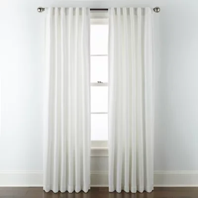 Linden Street Gwen Basketweave Solid Rod Pocket Back Tab Light-Filtering Single Curtain Panel