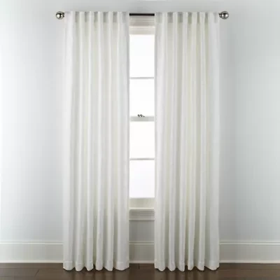 Linden Street Gwen Basketweave Leaf Rod Pocket Back Tab Light-Filtering Single Curtain Panel