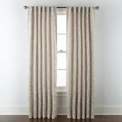 Linden Street Gwen Basketweave Leaf Rod Pocket Back Tab Light-Filtering Single Curtain Panel