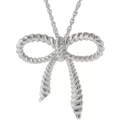Sterling Silver Ribbon Pendant Necklace
