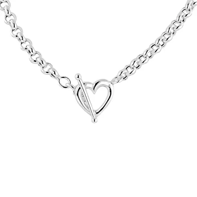 Heart Toggle Rolo Necklace Sterling Silver