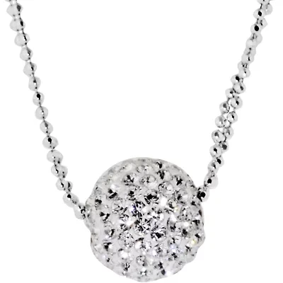 Sterling Silver Crystal Ball Double-Chain Pendant Necklace