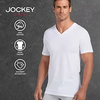 Jockey Classics Mens 3 Pack Short Sleeve V Neck Moisture Wicking T-Shirt