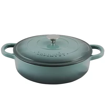 Crock Pot Artisan Enameled 5 Quart Cast Iron Round Braiser Pan with Self Basting Lid