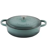 Crock Pot Artisan Enameled 5 Quart Cast Iron Round Braiser Pan with Self Basting Lid