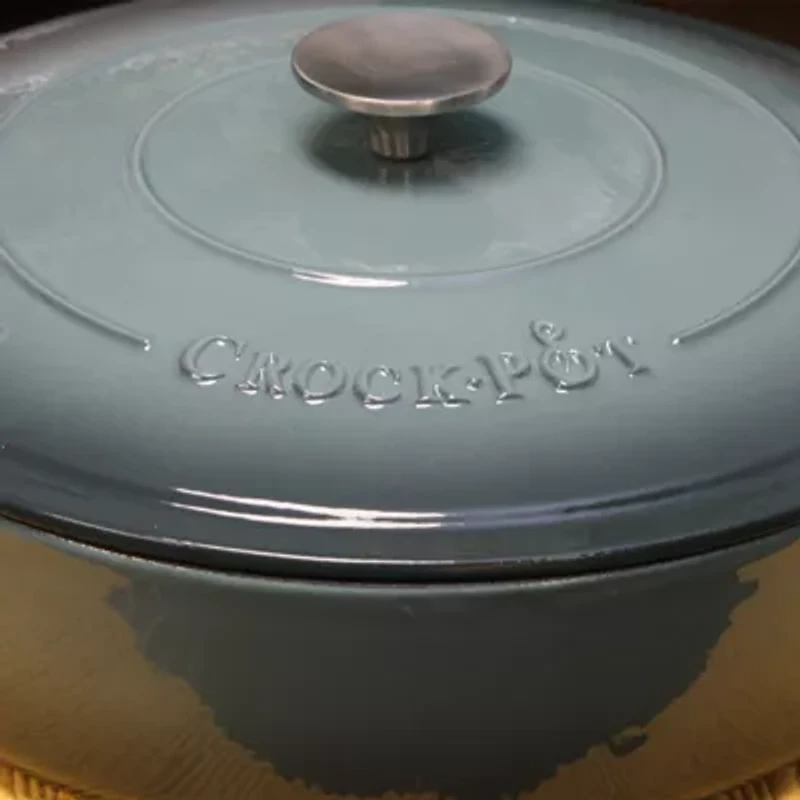 Crock Pot Artisan Enameled 5 Quart Cast Iron Round Braiser Pan with Self Basting Lid