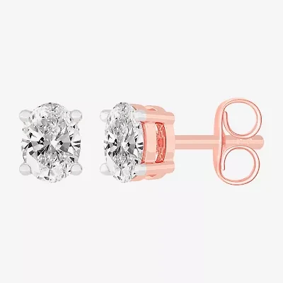 (H-I / SI1-SI2) 1/2 CT. T.W. Lab Grown White Diamond 14K Gold 4.6mm Oval Stud Earrings