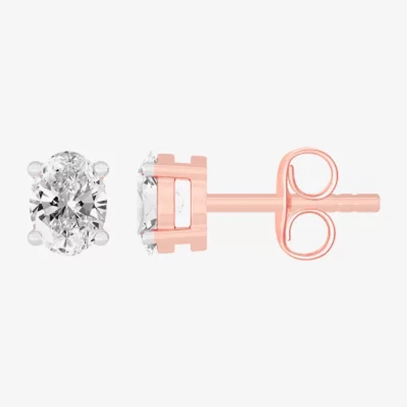 (H-I / SI1-SI2) 1/2 CT. T.W. Lab Grown White Diamond 14K Gold 4.6mm Oval Stud Earrings
