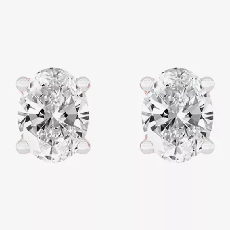 (H-I / SI1-SI2) 1/2 CT. T.W. Lab Grown White Diamond 14K Gold 4.6mm Oval Stud Earrings