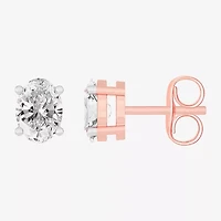 (H-I / SI1-SI2) 1 CT. T.W. Lab Grown White Diamond 14K Gold 6.2mm Oval Stud Earrings