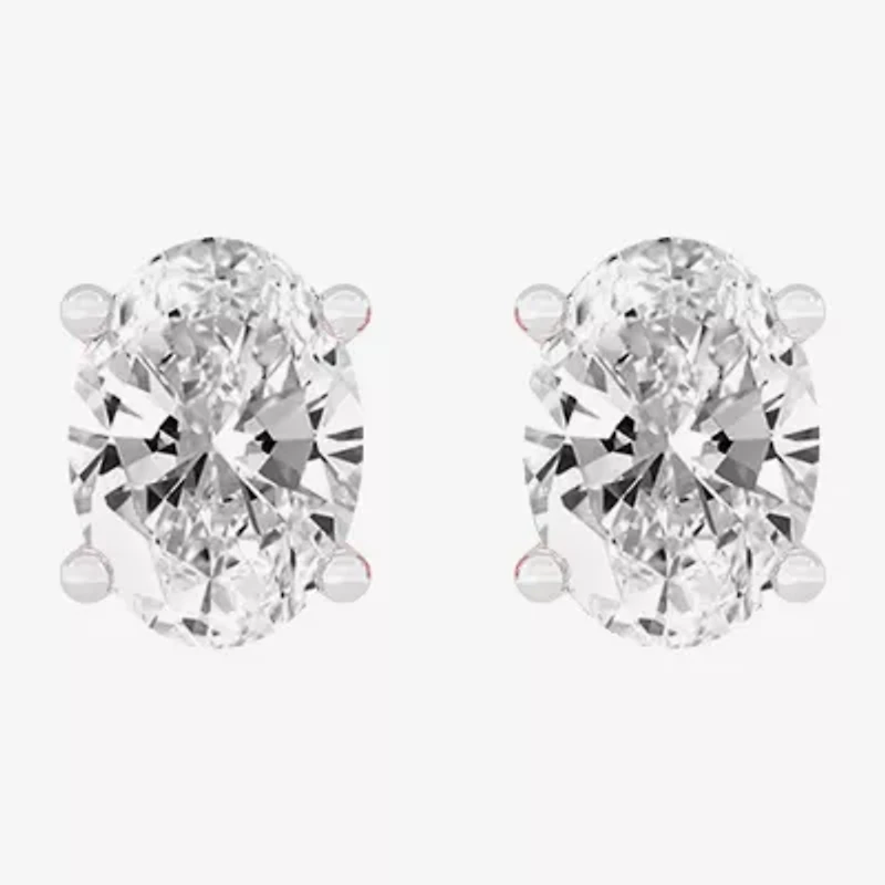 (H-I / SI1-SI2) 1 CT. T.W. Lab Grown White Diamond 14K Gold 6.2mm Oval Stud Earrings