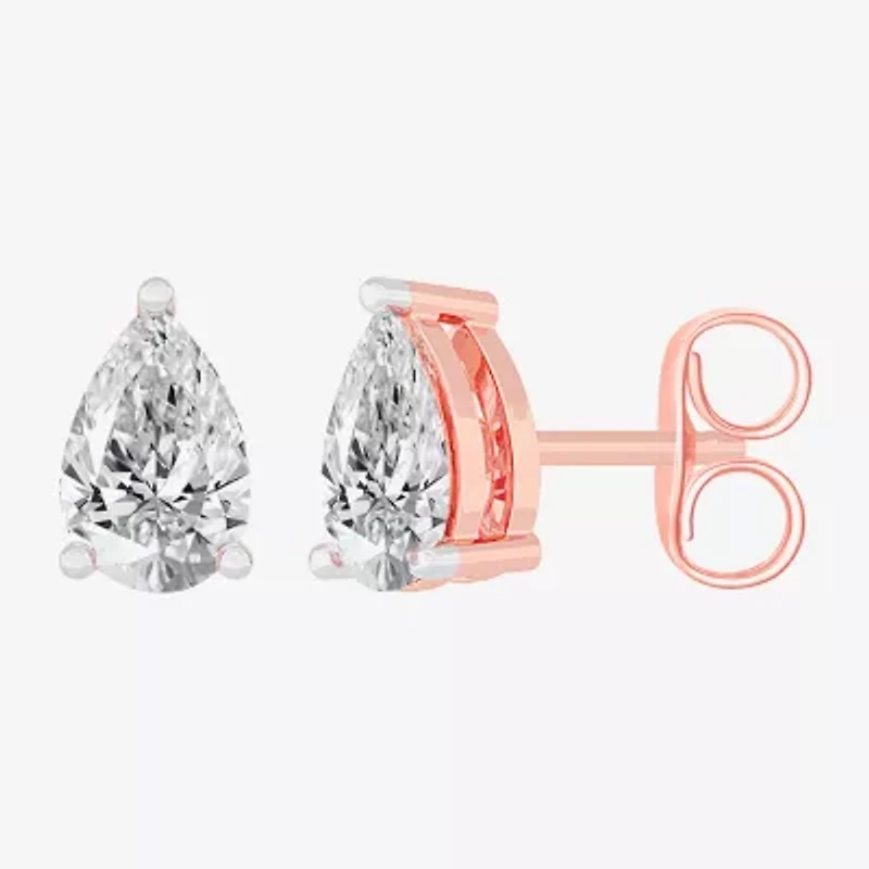 (H-I / SI1-SI2) 1 CT. T.W. Lab Grown White Diamond 14K Gold 6.5mm Pear Stud Earrings