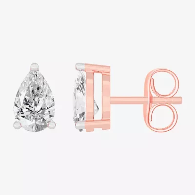 (H-I / SI1-SI2) 1 CT. T.W. Lab Grown White Diamond 14K Gold 6.5mm Pear Stud Earrings