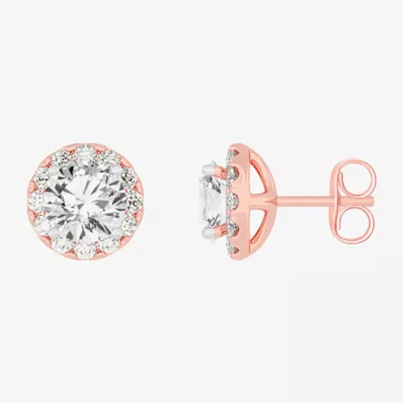 (G-H / SI1-SI2) 2 1/2 CT. T.W. Lab Grown White Diamond 14K Gold 6.5mm Round Stud Earrings