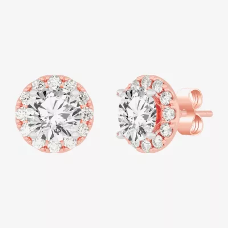 (H-I / SI1-SI2) 3 1/2 CT. T.W Lab Grown White Diamond 14K Gold 7.4mm Round Stud Earrings