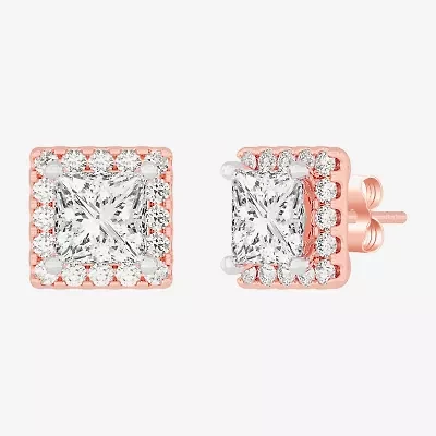 (H-I / SI1-SI2) 5 CT. T.W. Lab Grown Princess Cut White Diamond 14K Gold 7.3mm Stud Earrings