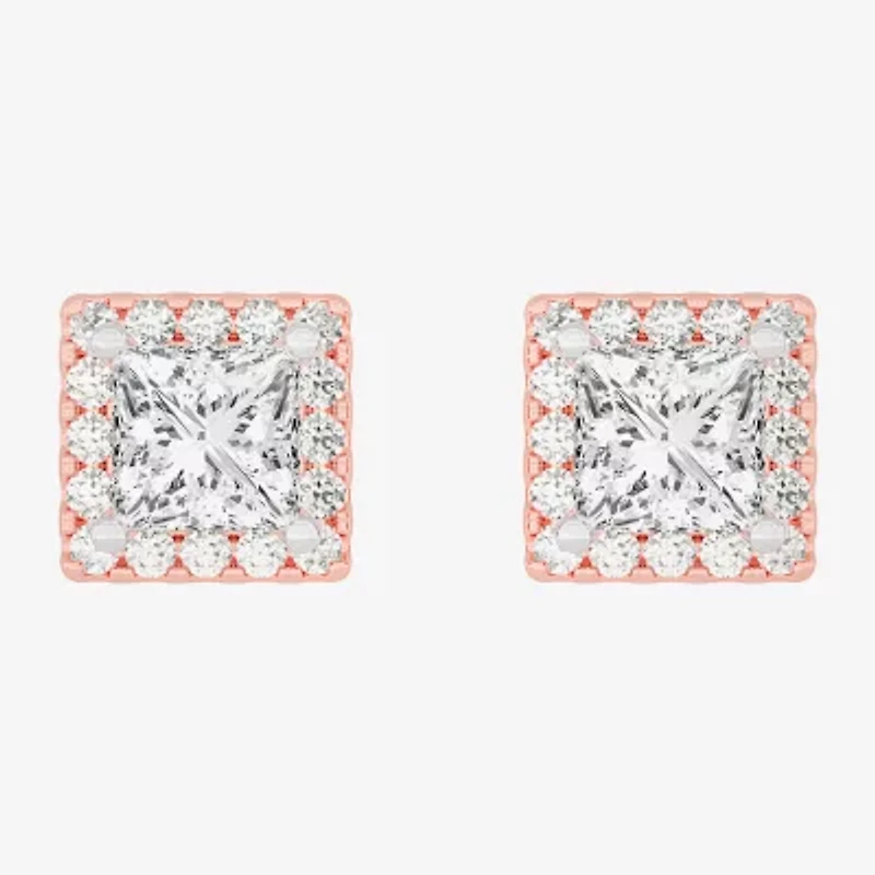 (H-I / SI1-SI2) 5 CT. T.W. Lab Grown Princess Cut White Diamond 14K Gold 7.3mm Stud Earrings