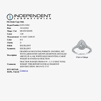 Signature By Modern Bride (H-I / I1) Womens 1 CT. T.W. Lab Grown White Diamond 10K Gold Pear Side Stone Halo Engagement Ring