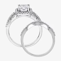 Modern Bride Gemstone Womens 1/4 CT. T.W. Lab Created White Sapphire 10K Gold Cushion Side Stone Bridal Set